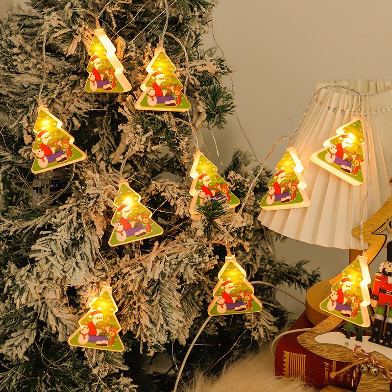 Decoración navideña, luces de colores, luces intermitentes, luces de cadena, alces huecos, luces colgantes, decoración de la habitación de la niña, atmósfera del maletero