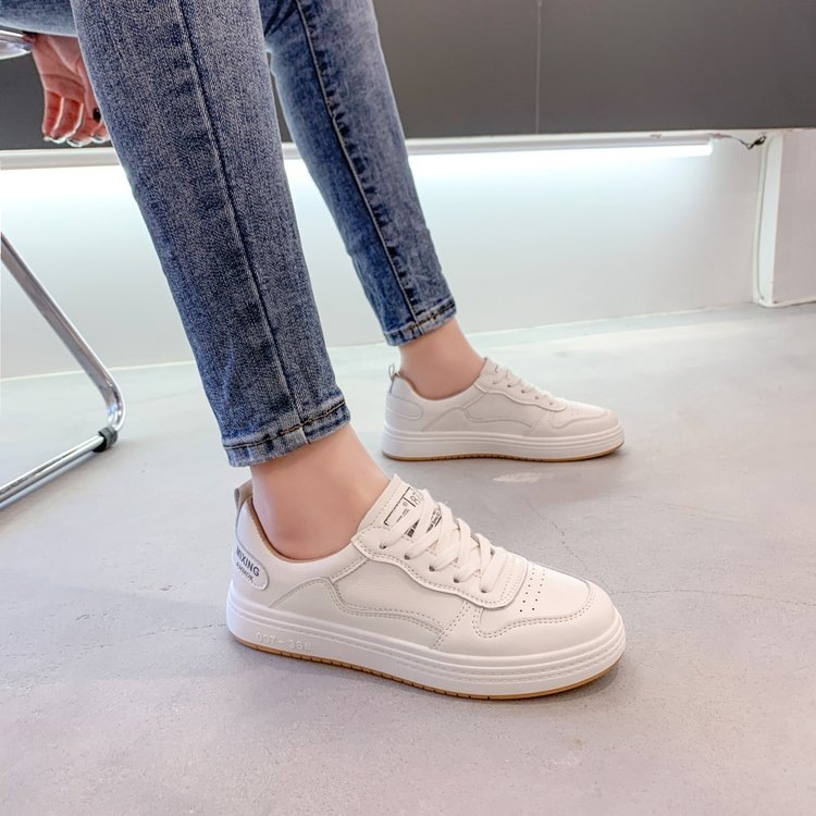 Casual Leather White Sneakers For Women Versatile Student Style_voghion.com
