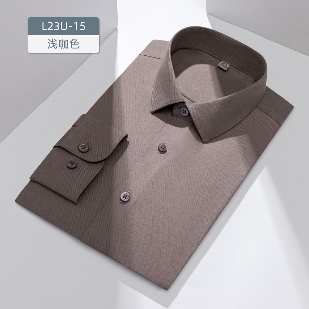 Camisas de lana personalizadas para hombres de mangas largas mezcladas de tiesa de moda de negocios casuales delgadas sin quemar camisa formal para hombres