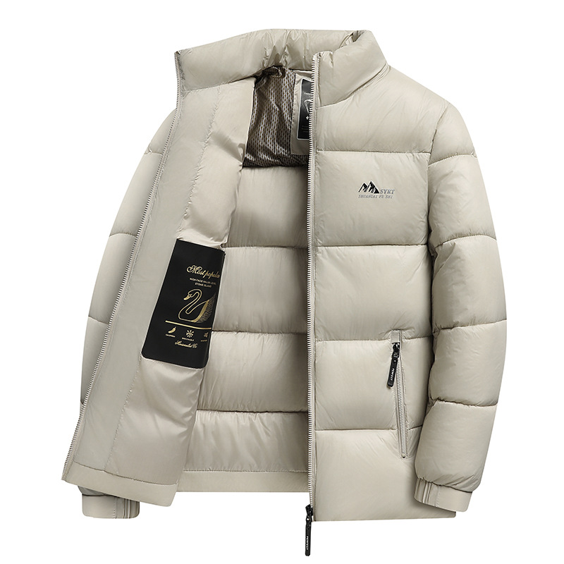 Men's Thickened Casual Cotton Puffer Jacket With Stand-up Collar_voghion.com