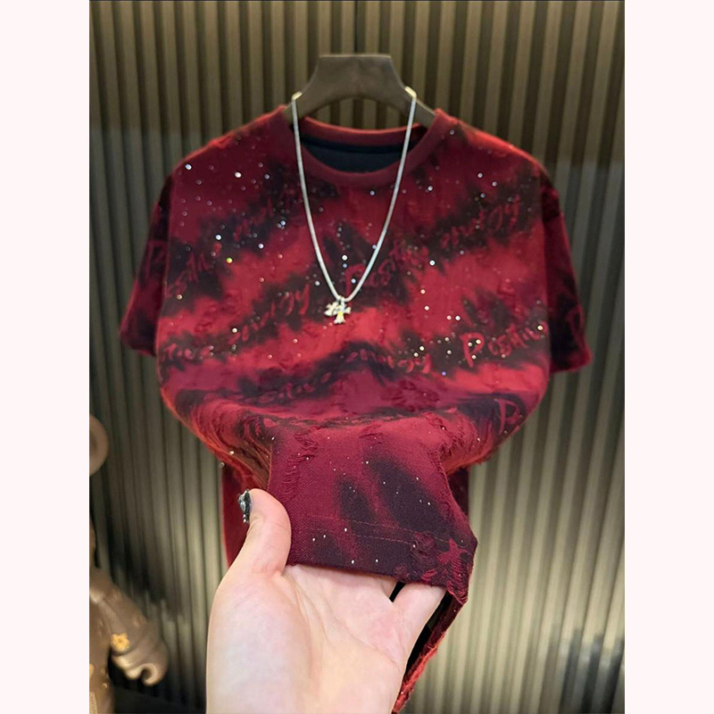 Summer New Short-Sleeved T-Shirt Men's Half-Sleeved Tops Trendy Brand Light Luxury High-End Style Cool Loose Casual T-Shirt Summer New Short-Sleeved T-Shirt Men's Half-Sleeved Tops Trendy Brand Light Luxury High-End Style Cool Loose Casual T-Shirt