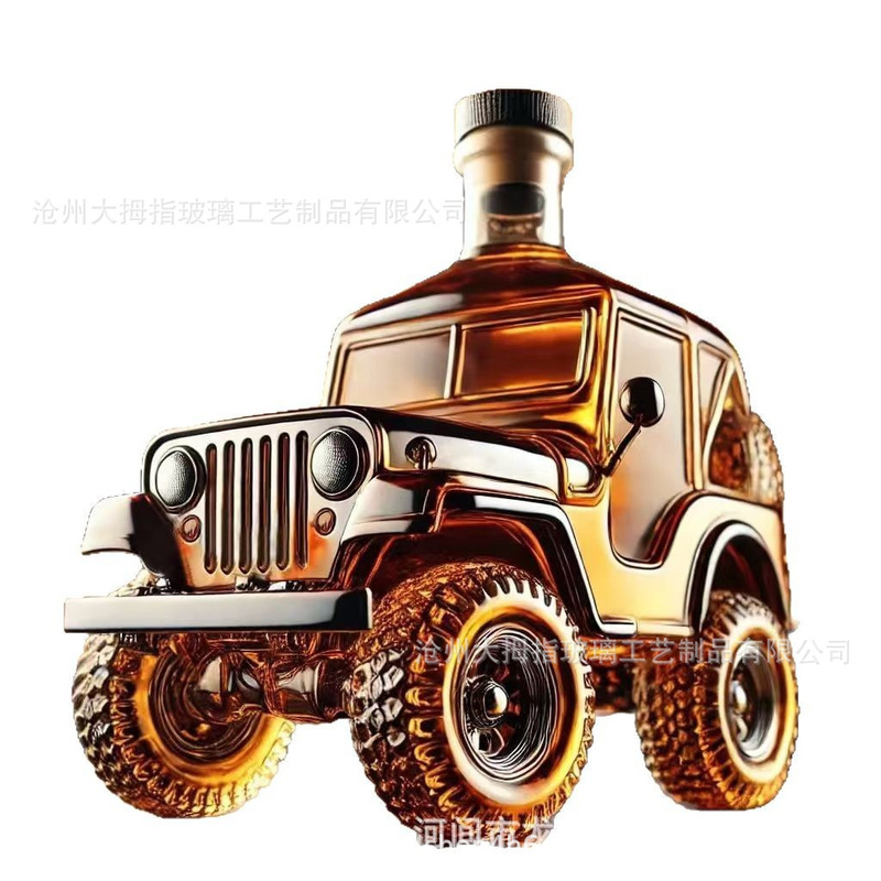 高硼硅玻璃泡酒瓶汽车威士忌酒瓶 Jeep Whiskey Bottle吉普醒酒器|undefined