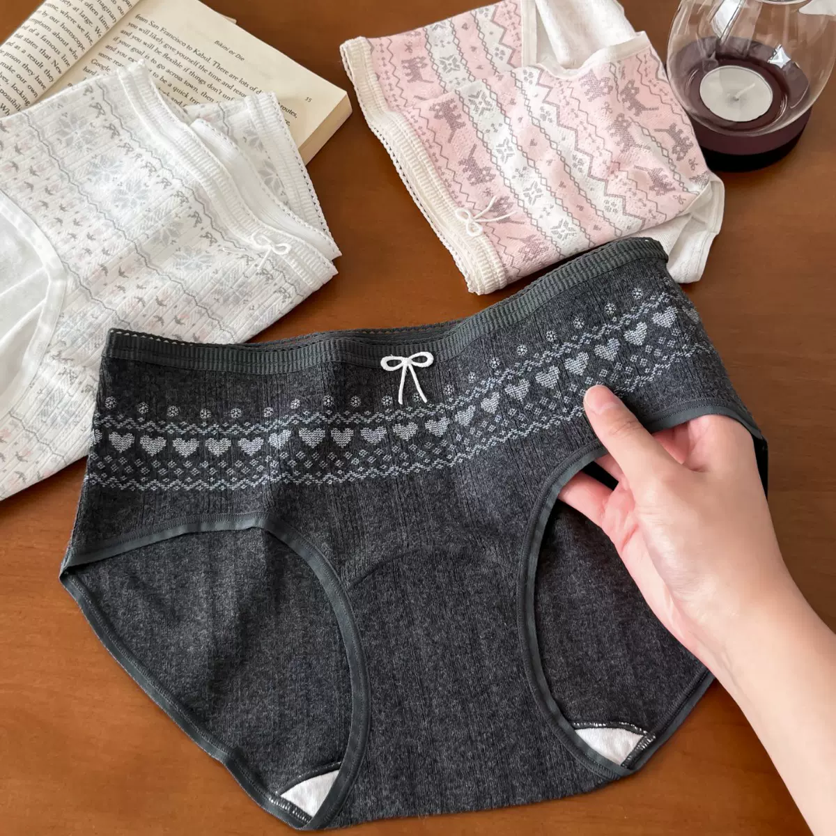 9707秋冬氛围感费尔岛百年美学女内裤A类新疆三角裤纯棉加长裆10A