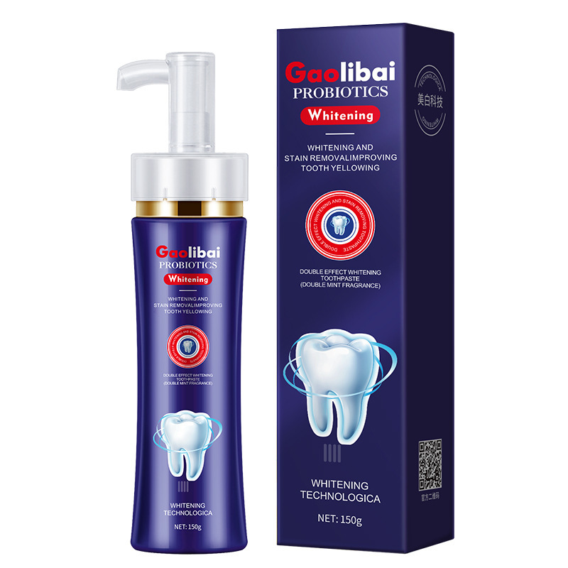 Gaolibai doble efecto blanqueamiento pasta de dientes de presión para mejorar los dientes amarillos aliento fresco fabricante