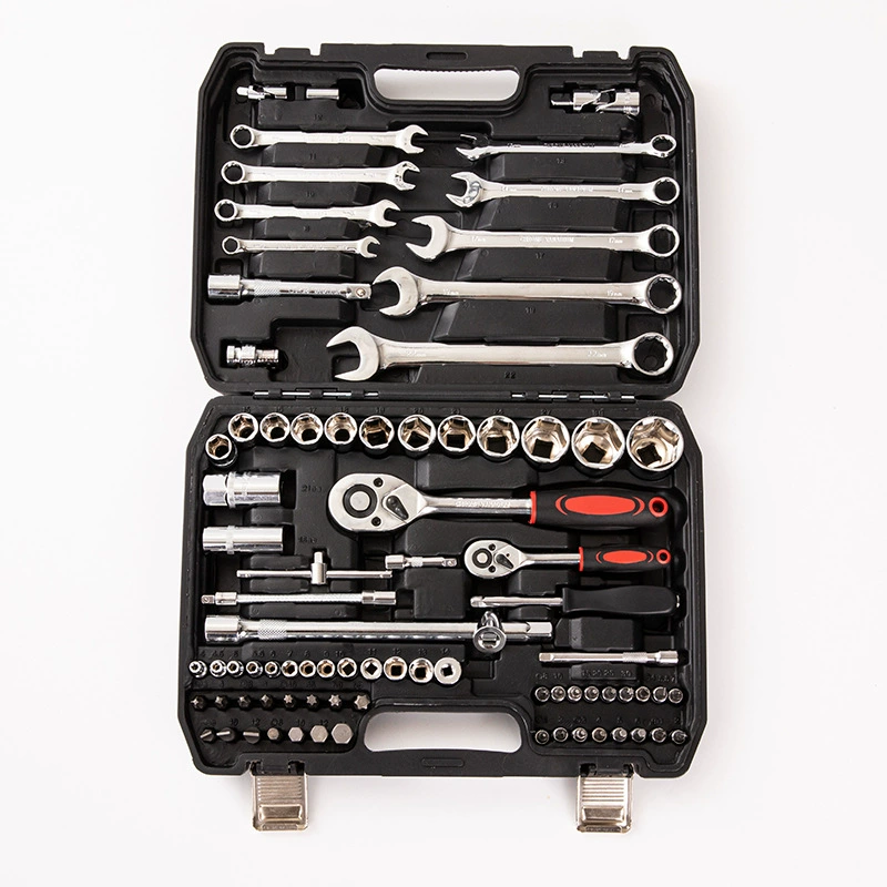 Tool Set — Multi‑Piece Socket & Ratchet Kit, chrome finish, 37–216 pcs options