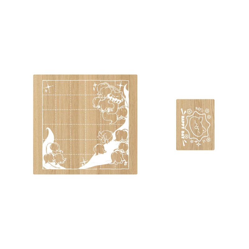 Mu Ran traje de sello lindo de madera registro de práctica de gato creativo divertido libro de mano de dibujos animados decoración sello base