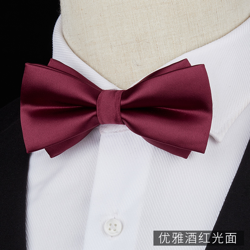 우아한 버건디 글로시 보타이