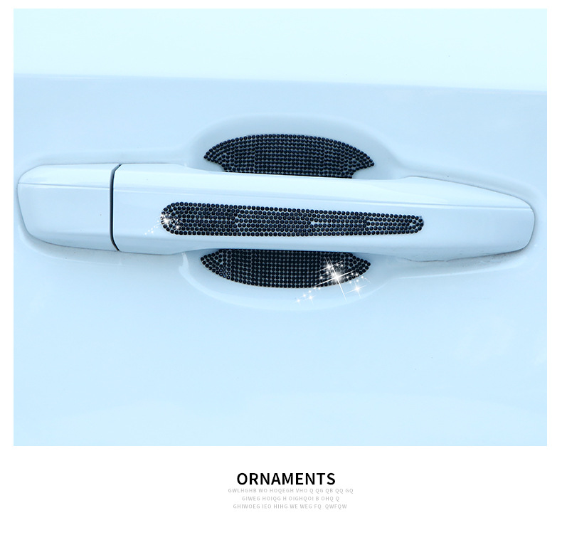 Car door handle patch set Bowl stickers Diamond-embedded handle stickers exterior decoration modification wear-resistant anti-scratch anti-collision strip 8-piece set