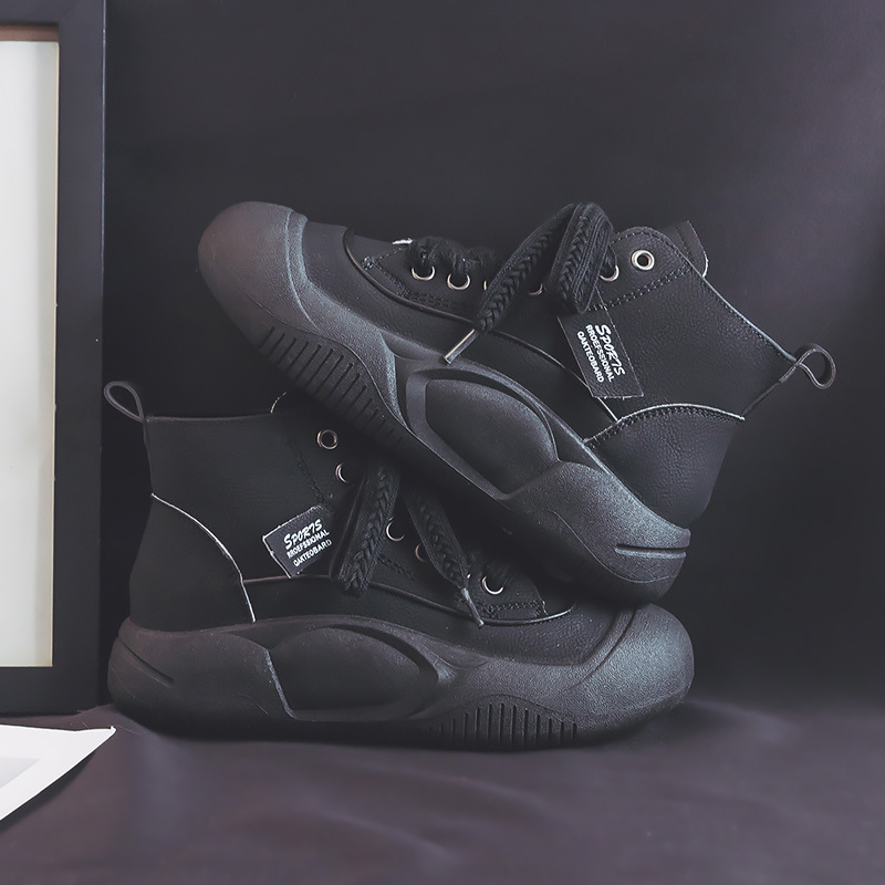 Estación Europea retro Martin botas mujer 2023 otoño nuevo cuero feo lindo cabeza grande moda mid-top transpirable zapatos Casuales