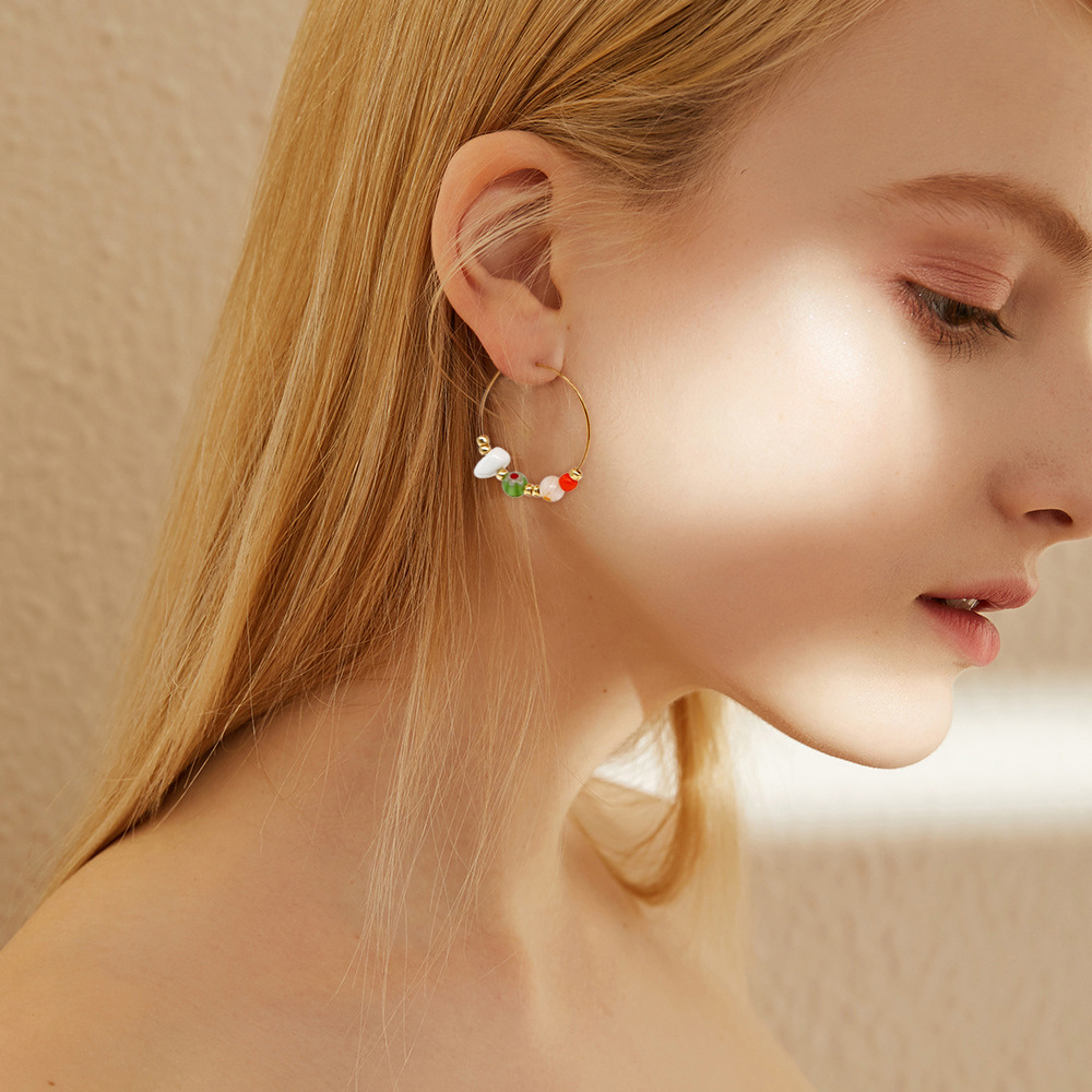 Electroplated Gold Plating Process 304 Stainless Steel Ear Needle Material 1 Pair Fashion Geometric Smile Face Metal Plating Women's Hoop Earrings