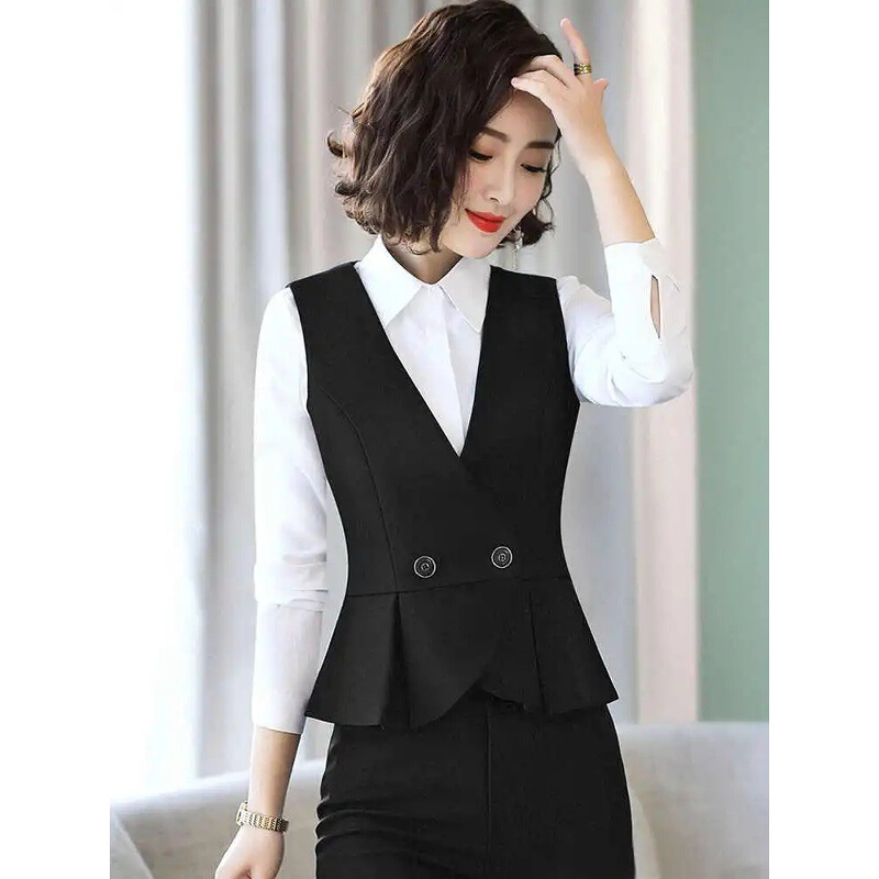 9282 Black Suit Vest Women's Spring and Summer Vest Work Clothes Workwear Elegant Fashion Vest Jacket Professional