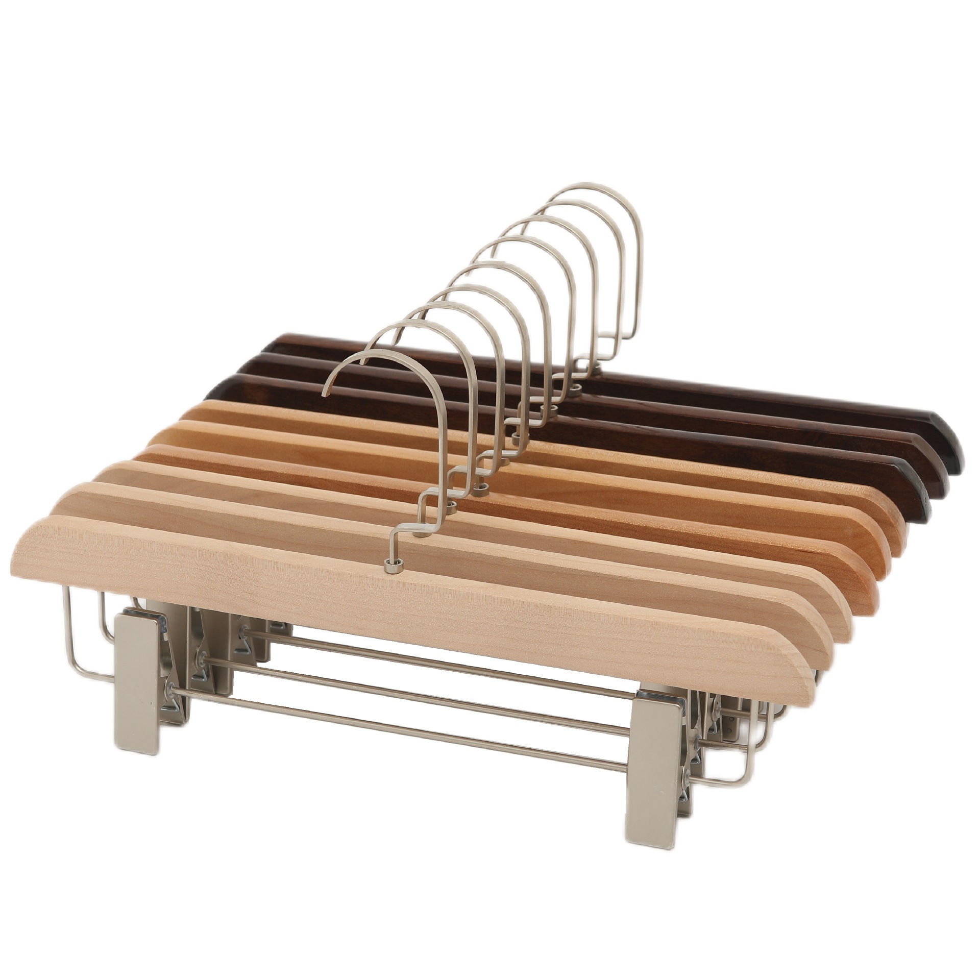 Fábrica directa de alta calidad de madera maciza pantalones rack adulto color madera pantalones clip pantalones percha falda clip pantalones colgador