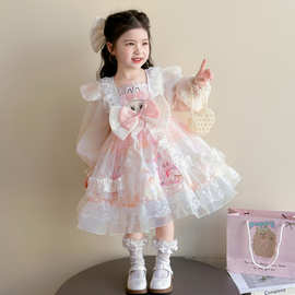 女童连衣裙春秋新款长袖公主裙儿童洋气洛丽塔蓬蓬裙小女孩礼服裙
