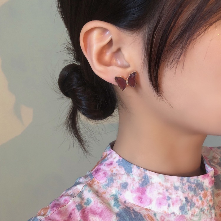 Summer Fashion Butterfly Earrings Purple Diamond Earringspicture4