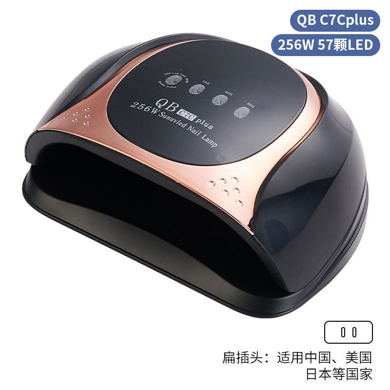Lámpara de manicura inteligente de alta gama de luz de terapia de diamante 256W de alta potencia de pegamento de vinilo lámpara de horneado de dos manos secador de uñas transfronterizas