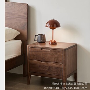 North America Black Walnut Solid Wood Bedside Table Black Walnut Bedside Cabinet Drawer Storage Cabinet Simple Modern Storage Cabinet