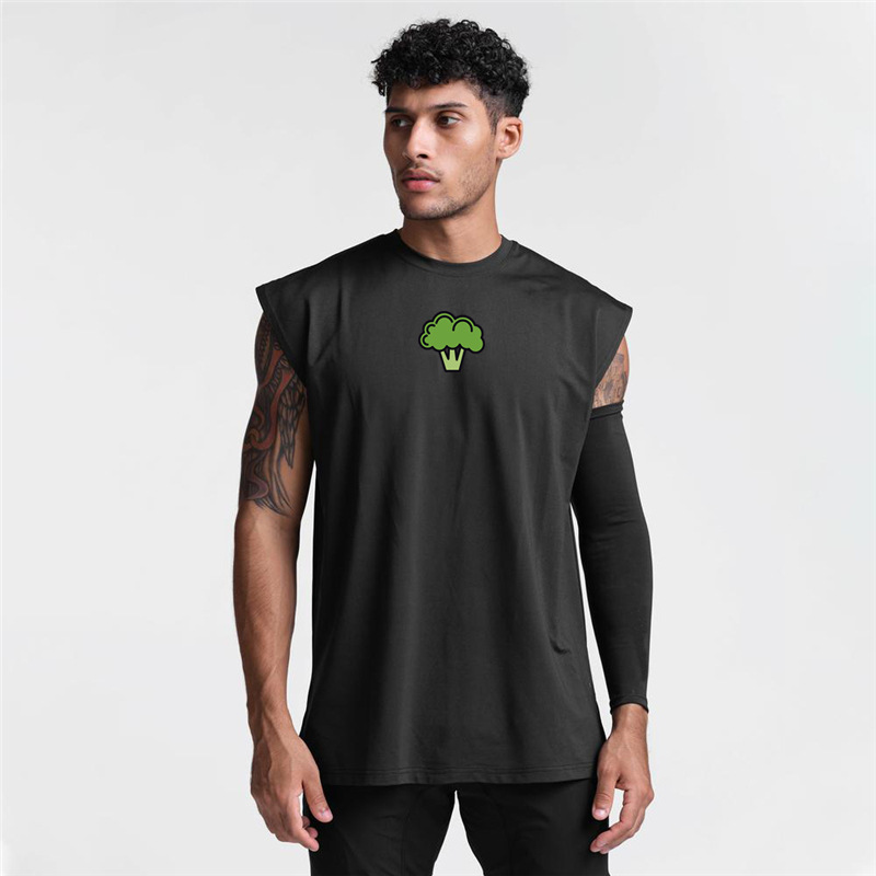 Camiseta sin mangas de verano de malla chaleco deportivo Chaleco de los hombres ins color sólido suelto casual crossbody fitness running image 2