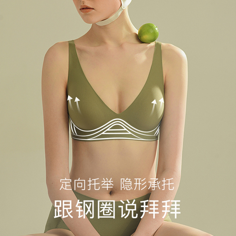 Sujiliangpin ゼリーストリップシームレス下着女性用プッシュアップ乳房縮小抗たるみ 3D ソフトサポートワイヤーフリーブラジャー|undefined