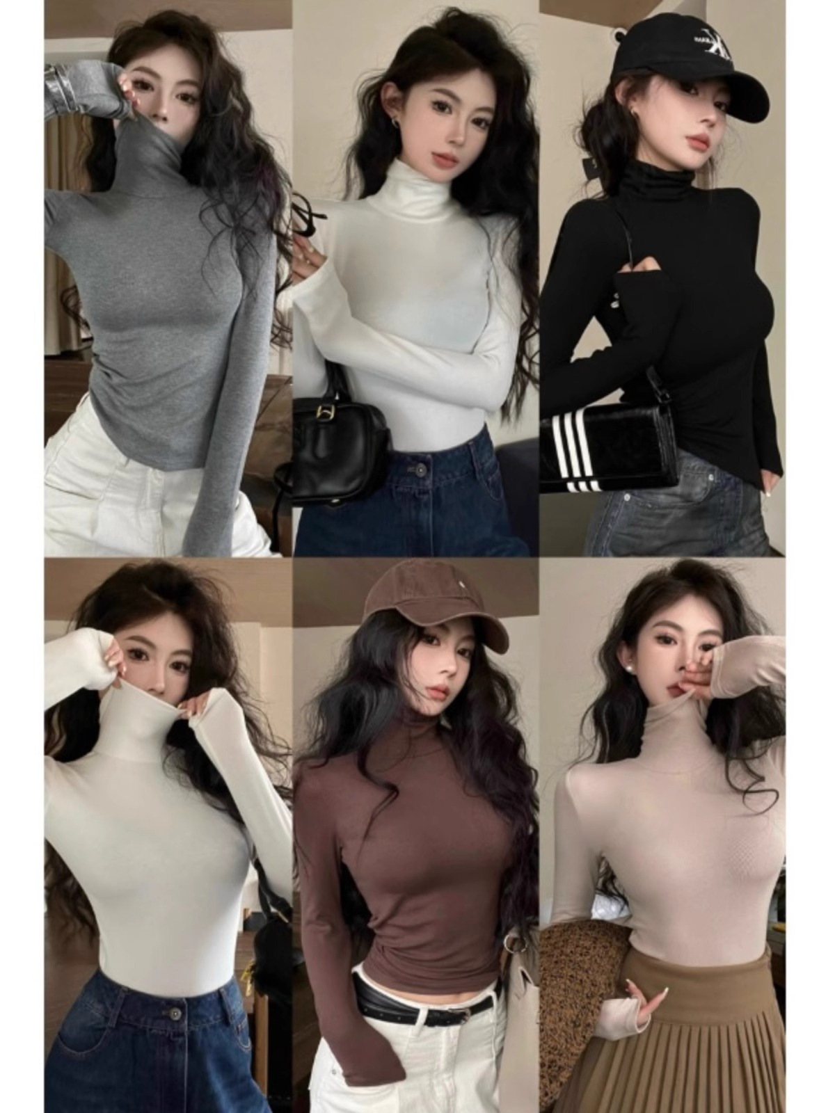 裏起毛保温Tシャツ レディース 秋冬 ストレッチ グレー タートルネックトップス 中国風インナー 長袖 秋冬 裏起毛