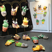 树脂食玩法棍面包冰箱贴装饰品仿真多肉盆栽仙人掌磁铁家居磁吸贴