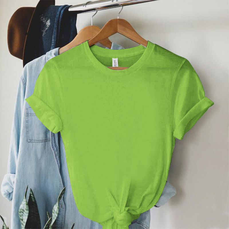 154g Weight Short Sleeve Sleeve Length Regular Sleeve Sleeve Type Polyester Fabric Type Regular Top Length T-shirt Tops Type Holiday, Daily Occasion Round Neck Neckline Regular Fit Fit Type Solid Color Pattern Summer Season Women's Gender Printing Design Simple Style Style Wholesale Women's Simple Style Solid Color Short Sleeve Printing T-Shirts 7