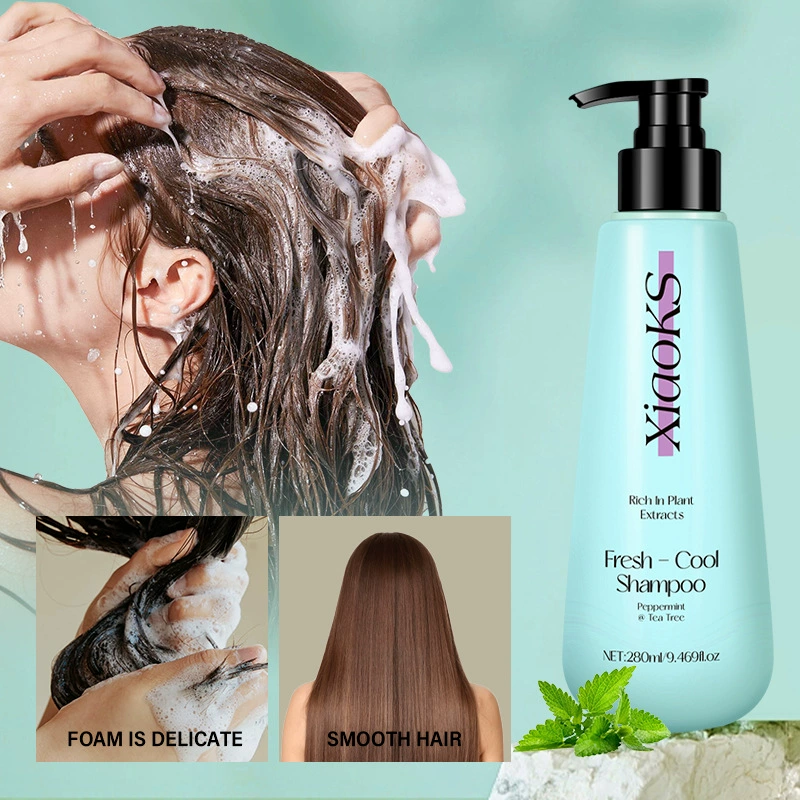 Эксклюзивный трансграничный свежий и прохладный шампунь, глубокое очищение, контроль жирности, уход за кожей головы, успокаивание, против зуда и гладкость волос.