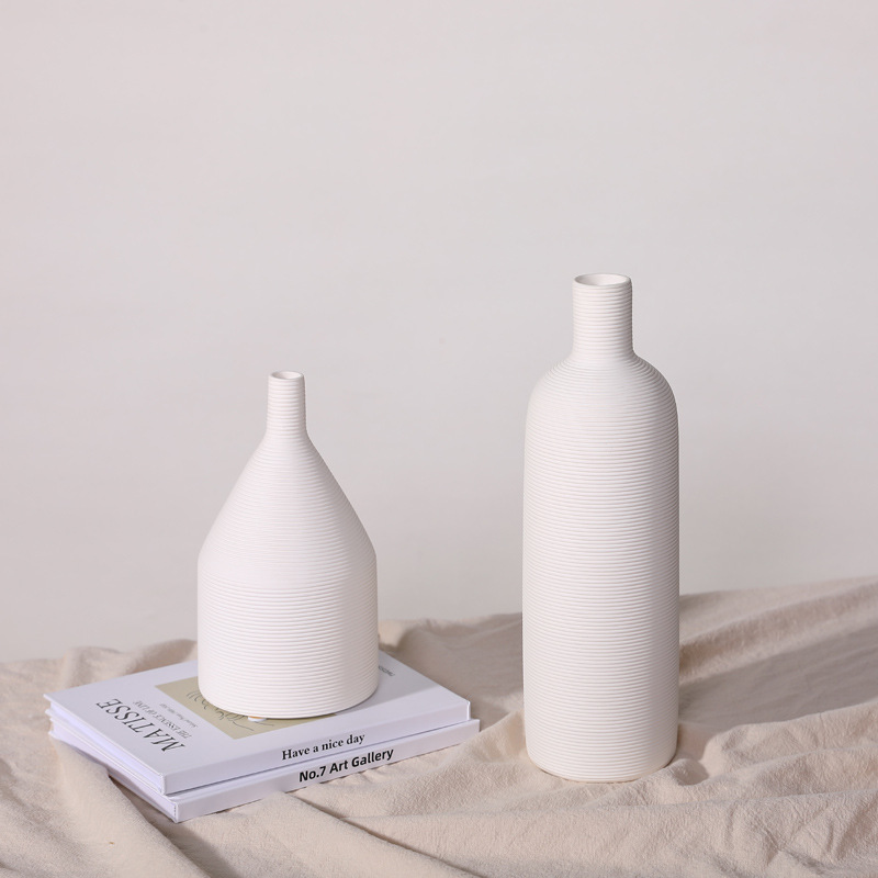 Nordic ins florero de cerámica blanca simple sala estar creativa flor seca arreglo decoración suave accesorios para el hogar al por mayor