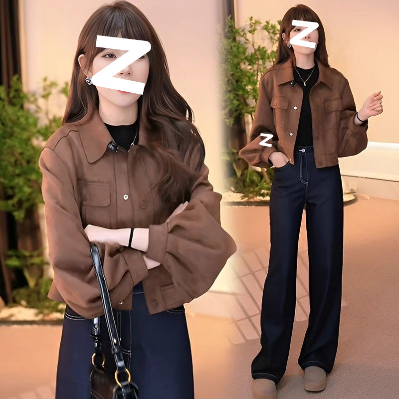 洋气时尚流行春秋新款翻领短外套女韩版宽松休闲显瘦百搭夹克上衣|undefined