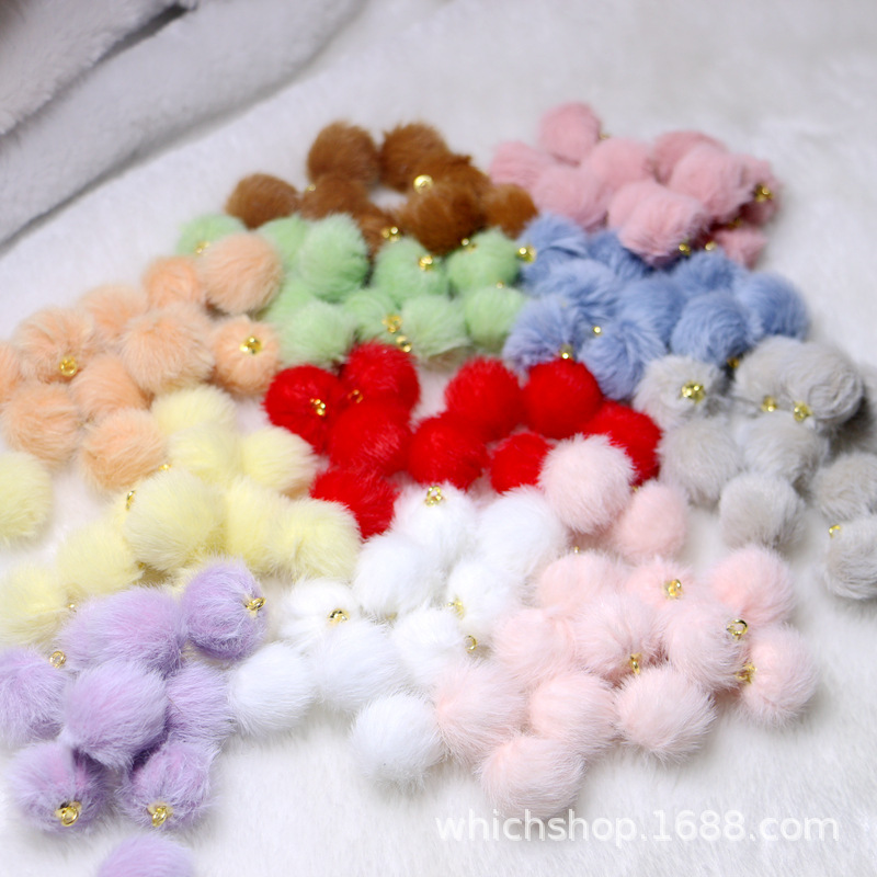 New style faux mink ball pendant 15MM long fur ball beads stud earrings necklace pendant earrings accessories handmade accessories