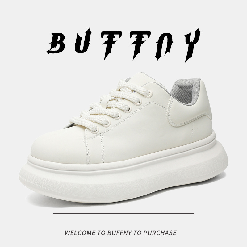 Thick-Soled White Sneakers for Men 2026 New Style Simple Solid Color Height-Increasing Trendy Versatile Casual Sports Shoes Loafers