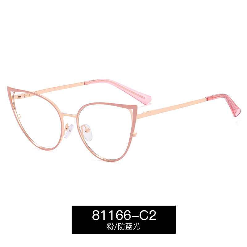 81166 tendencia de la moda gafas marco metal casual gafas marco miopía gafas ojo de gato de las mujeres gafas de luz anti-azul