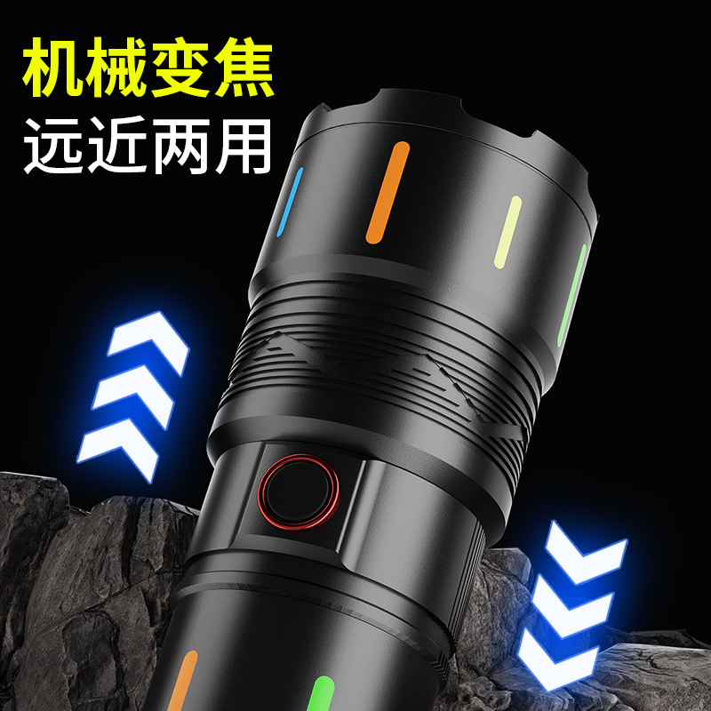 Nuevas linternas transfronterizas al aire libre ultra altas linternas de mano láser blanco ultra largo cañón de acero pequeño lámpara de iluminación impermeable