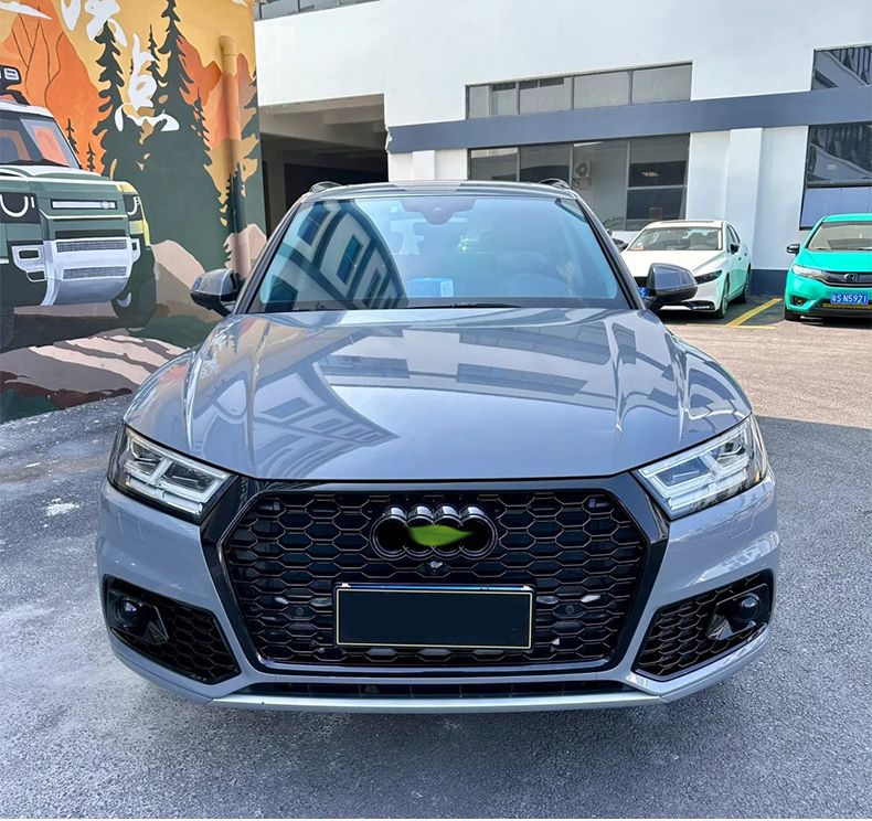 Applicable to 2018 2019 2020 Audi Q5 Fog Light Frame Grille Modification Rsq5 Mesh Glossy Black Non Sline