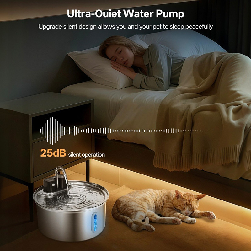 Acero inoxidable 3.2L de gran capacidad para gatos y perros beber agua silenciosa inducción infrarroja gatos totalmente automáticos