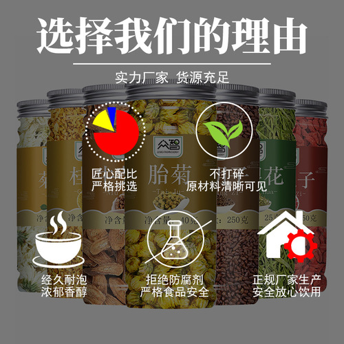 Zhongzhi single product bottled and canned chrysanthemum and cassia seed combination tea independent packaging best-selling wholesale dropshipping osmanthus honeysuckle