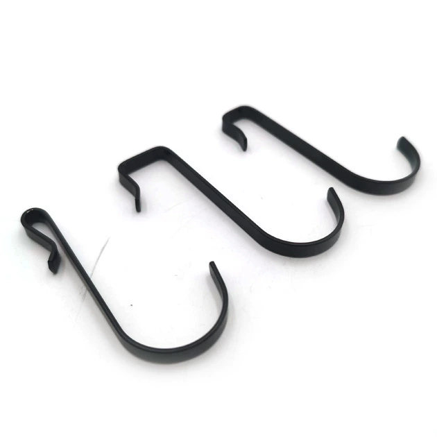 Solid square S hook stainless steel baldling square small hook balcony door behind the shape tube hook flat line black electric