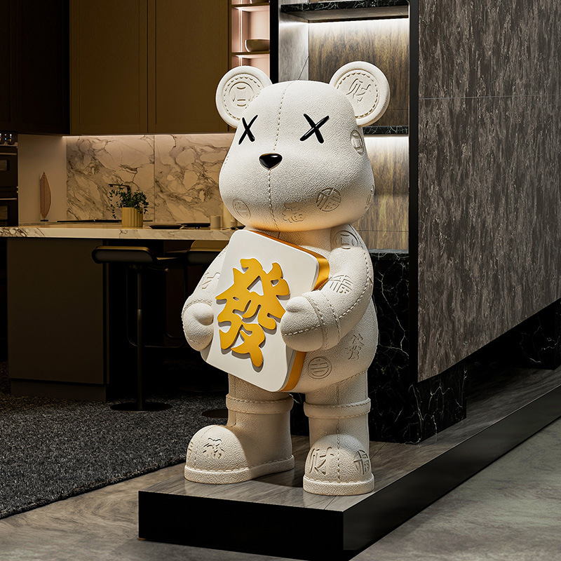 Light Luxury Violent Bear Large Floor-Standing Ornaments High-End Living Room Tv Cabinet Sofa Home Decoration Housewarming Gift
