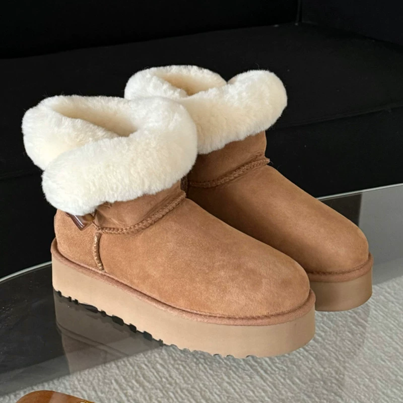 GBАUGG Хэнань Сангпо роговая пряжка мех единое снег сапоги для женщин короткая труба новая средняя труба мех GBAUGG