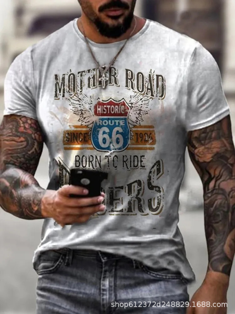 Fabricante de la fuente de los hombres de la camisa de manga corta de la calle Nueva Venta caliente de comercio electrónico transfronterizo camiseta impresa 3D arte flexible