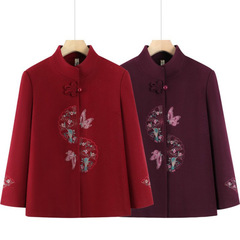 中老年人春秋外套女妈妈生日婚宴衣服奶奶唐装上衣老人老太太冬装