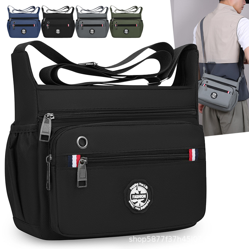 Large-capacity men's shoulder bag, waterproof and wear-resistant backpack, multi-pocket business bag, business casual men's crossbody bag