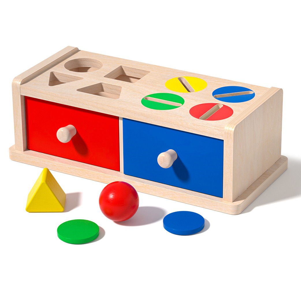 Montessori Coin Box Baby Fine Action Color Coincidencia Forma Cognitive Aids Educación temprana Juguetes educativos 1 a 3 años