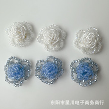 水晶串珠玫瑰花金属花服饰胸针鞋花帽花装饰配件发饰箱包diy花朵