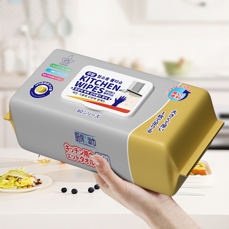 キッチンワイプ80枚大パック、強力脱脂ワイプ、家庭用レンジフード専用クリーニングワイプ、雑巾ワイプ
