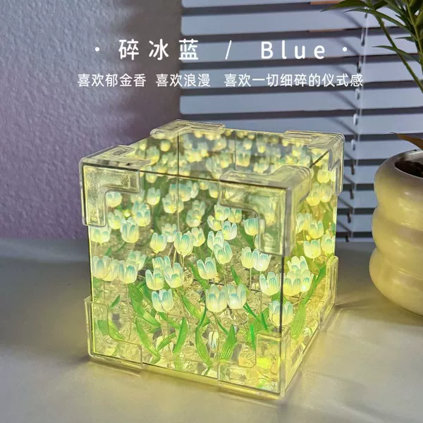 Rubik's cube, blue night light, handmade