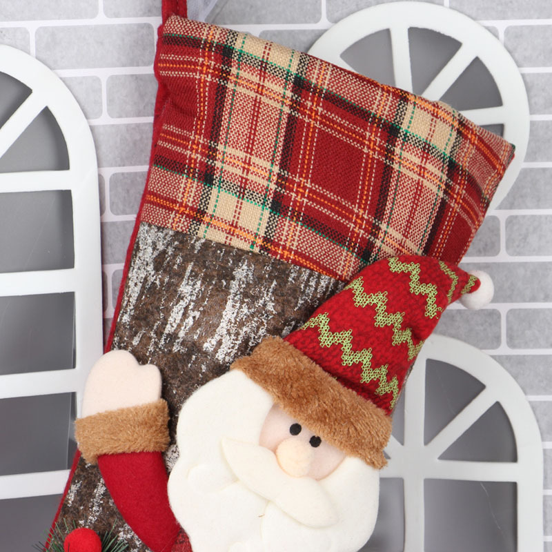 Christmas Sock Gift Bag Large Christmas Decoration Pendant Santa Claus Sock Candy Bag Kindergarten Children_voghion.com
