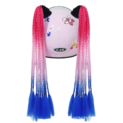 Helmet Decoration Suction Cup Ponytail, Motosiklet dəbilqələri - 2-thin-strips-of-red-pink-and-blue
