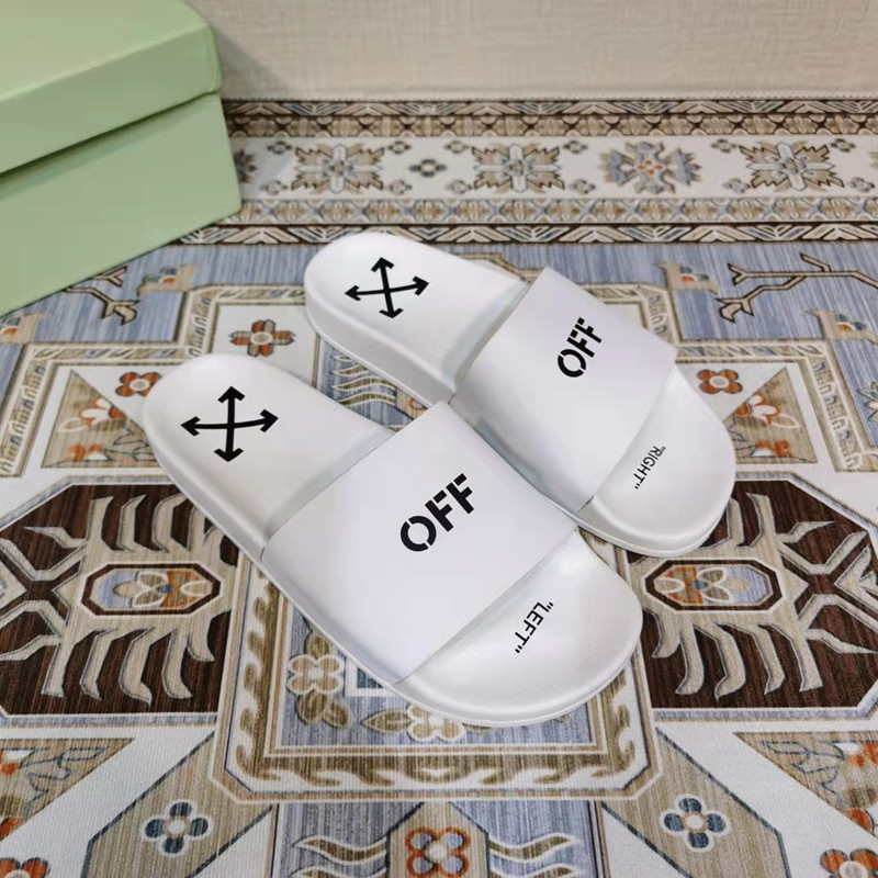 Off-White Slippers for Men and Women, Soft-Soled High-Heeled Shoes for Home Use, Zebra-Patterned Non-Slip Flat Sandals, Lightweight and Suitable for Outdoor Wear