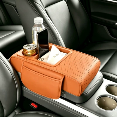 Holder, Central Armrest Box, Multifunctional – Armrest box pad - three-dimensional-punching-emma-orange