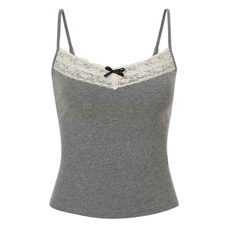 Arco encaje con almohadilla en el pecho camisola ropa interior de las mujeres SLIM-Fit adelgazante gris dulce chica caliente bottoming top